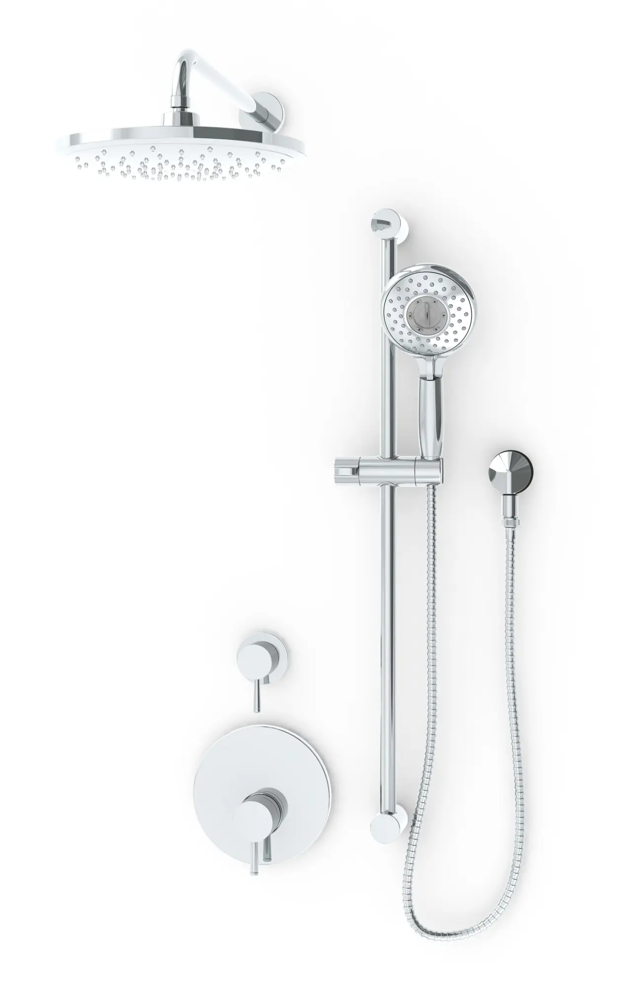 Canis 2.5 gpm/9.5 L/min Shower Kit With Rain Showerhead, Diverter, Slide Bar & Hand Shower